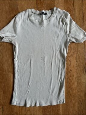 Zara Ribbed Crewneck Short Sleeve Top